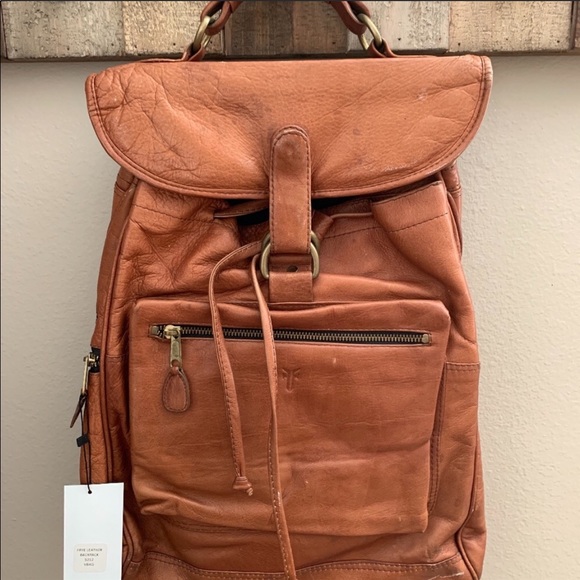 frye leather backpack